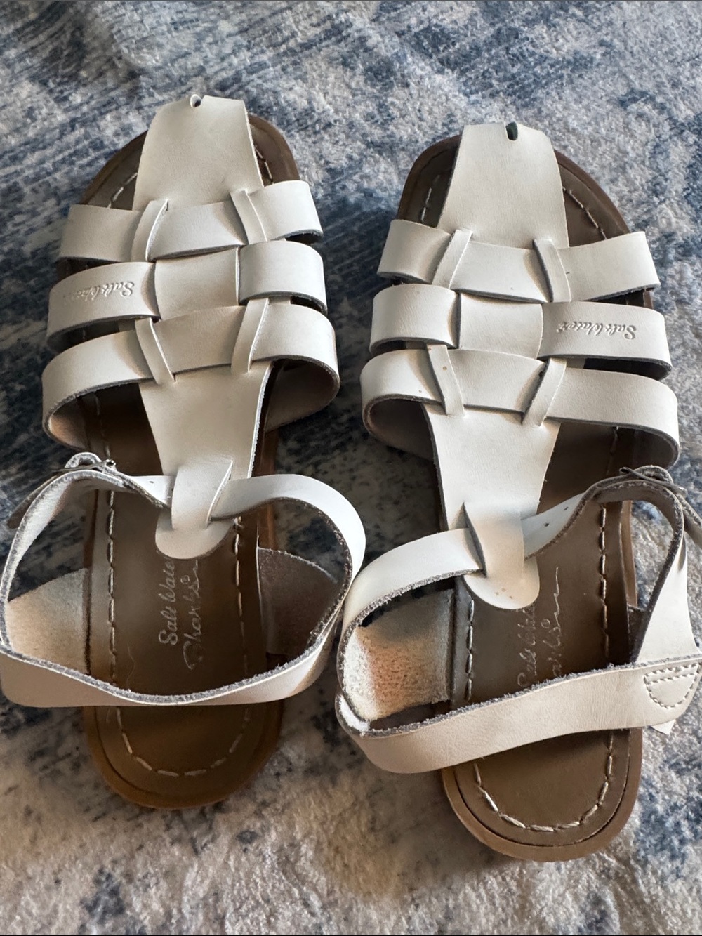 Woven Strap White Women's Sandals